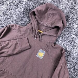 Patagonia Hoodie Mens Medium Brown Organic Cotton Pullover Kangaroo Graphic Logo